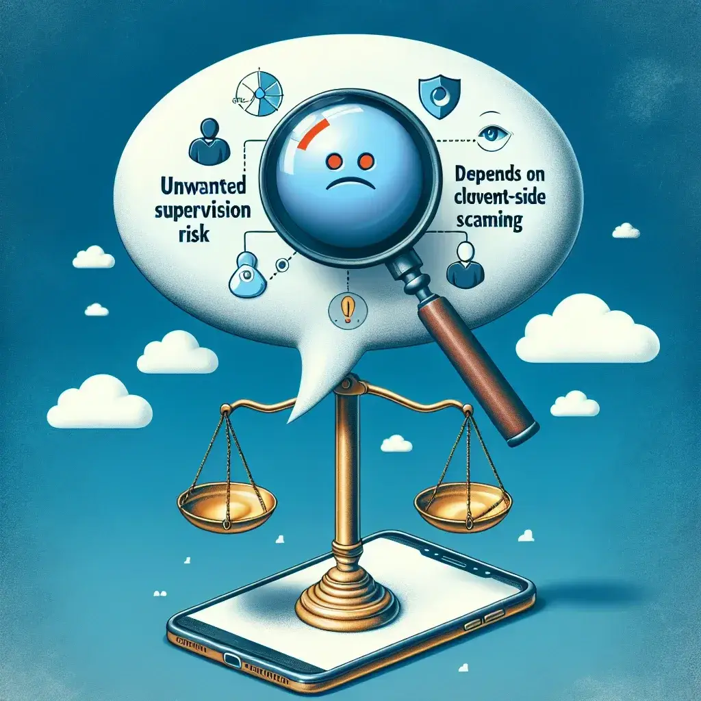 Certainly! For your article titled "Risiko Pengawasan yang Tidak Diinginkan Ketika Kontrol Obrolan Bergantung pada Pemindaian Sisi Klien," an SEO-optimized alt text for an image could be: "Ilustrasi dampak risiko pengawasan yang tidak diinginkan dalam kontrol obrolan melalui pemindaian sisi klien, menunjukkan perlunya privasi dan keamanan data pengguna." This alt text incorporates relevant keywords while effectively describing the image content.